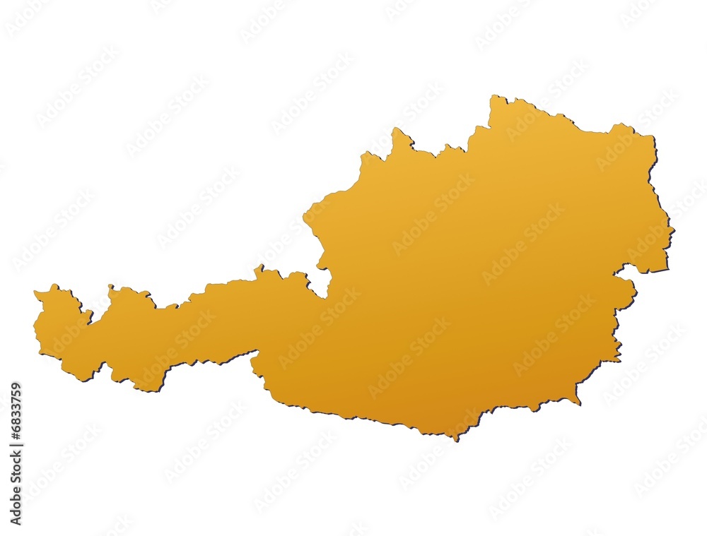Austria map filled with orange gradient