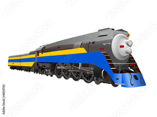 Fototapeta Naklejka Na Ścianę i Meble -  vector - fast historical  steam   locomotive