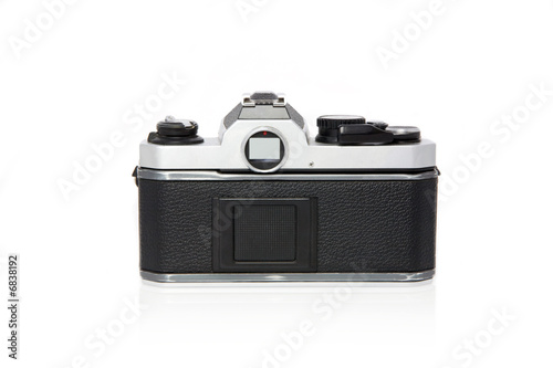 35mm photo camera back on white