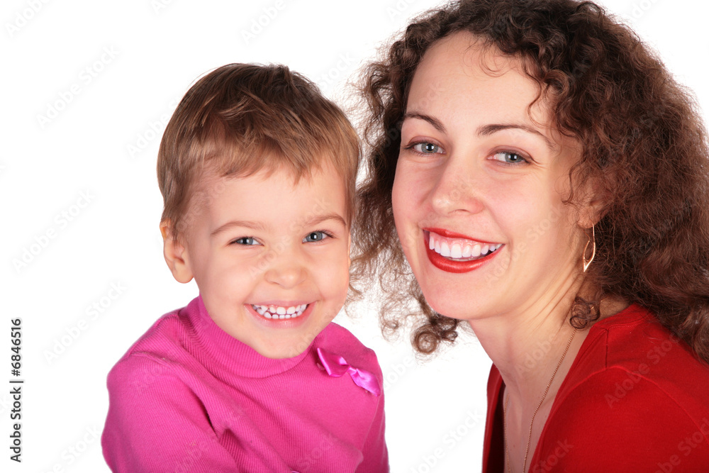 smiling mother and child isolated on white smiling mother and child isolated on white