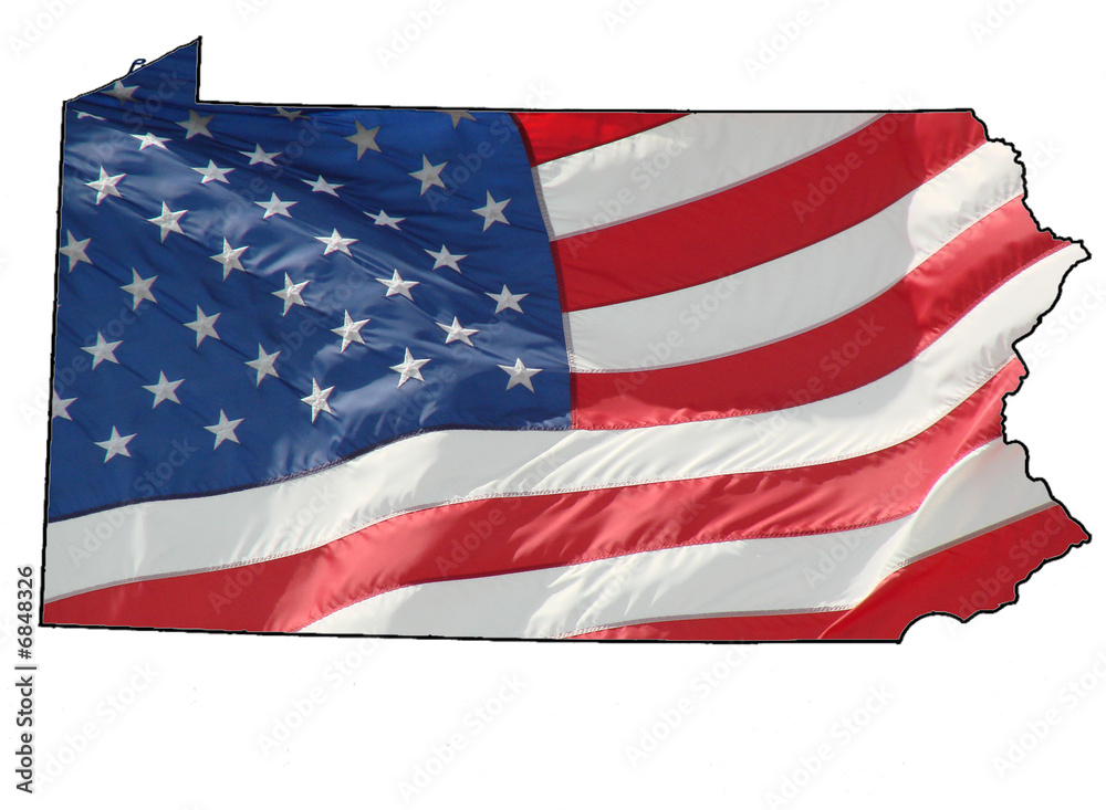Obraz premium U.S. flag over Pennsylvania