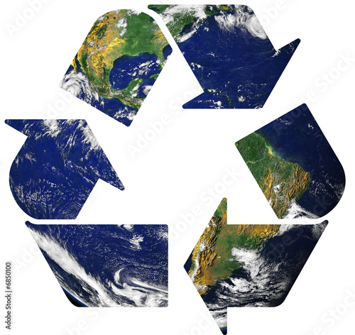 Recycle symbol on earth background