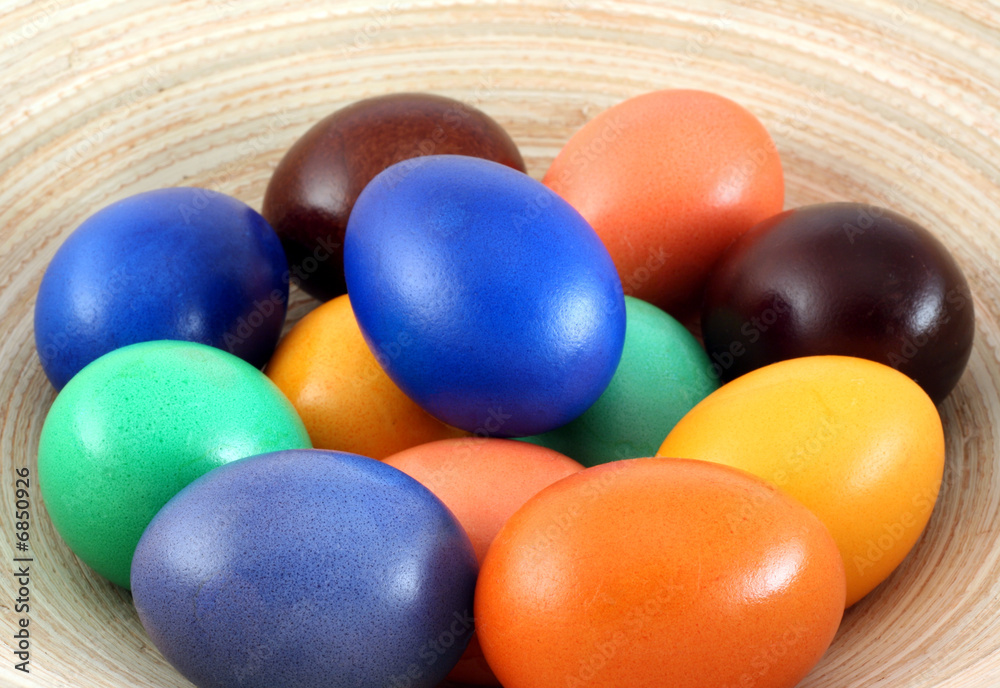 color easter eggs on plate color easter eggs on plate