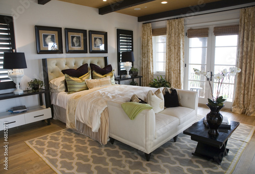 Comfortable modern designer bedroom.