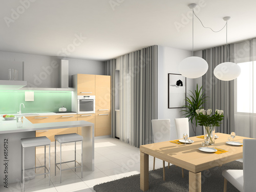 Modern kitchen. 3D render