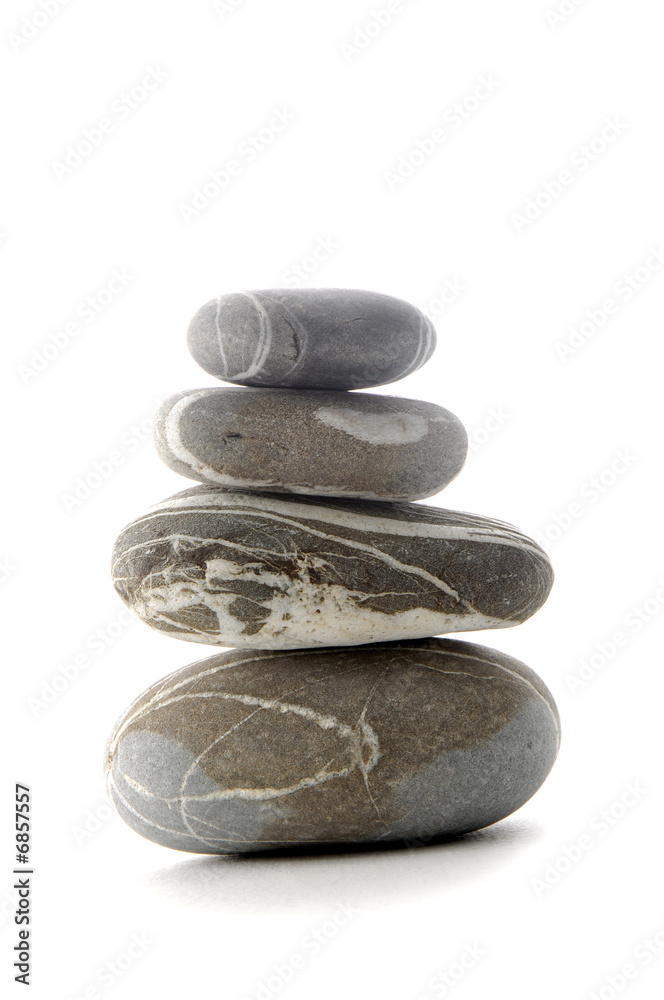 smooth stone on white background