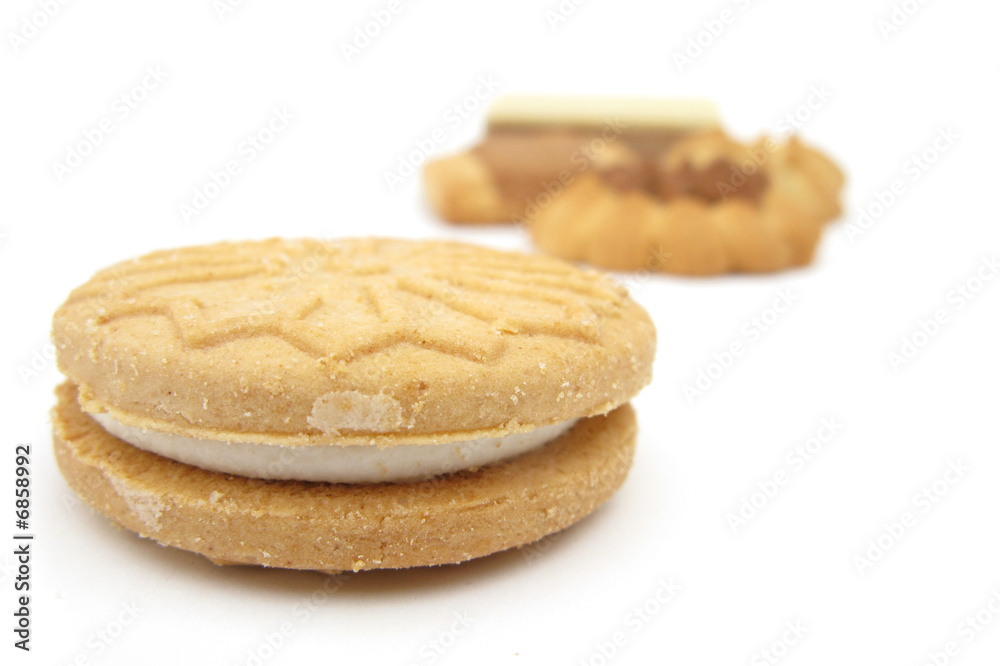 Biscuits filled nostalgia isolated on white background Biscuits filled nostalgia isolated on white background