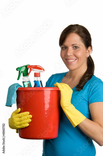 Hausfrau beim putzen