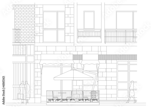 Technical drawing, alfresco bar dehors