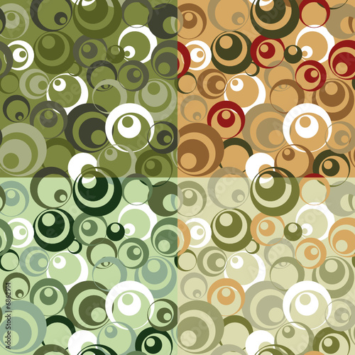 Four variants of color camouflage seamless circle pattern