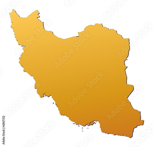 Iran map filled with orange gradient. Mercator projection.