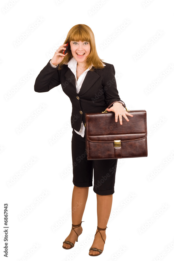 businesswoman joy after hearing a good news businesswoman joy after hearing a good news