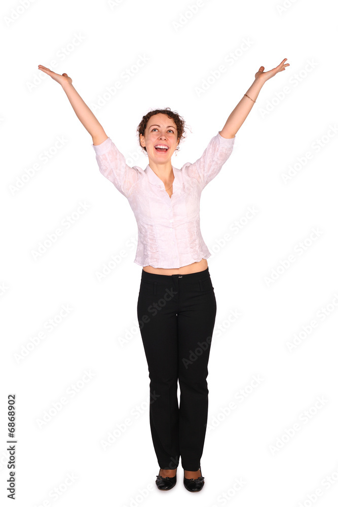 Young woman hands up Young woman hands up