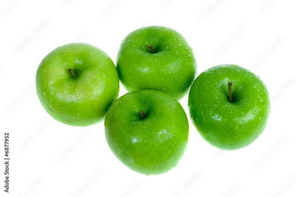 Fresh green apples on white background Fresh green apples on white background