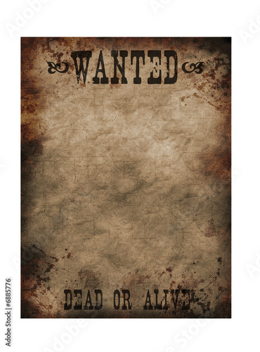 Sheriff old notice paper for bounty hunters