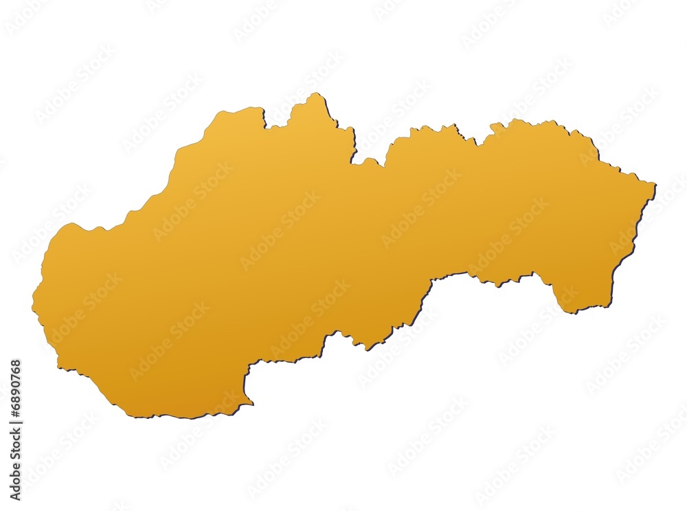 Slovakia map filled with orange gradient. Mercator projection.