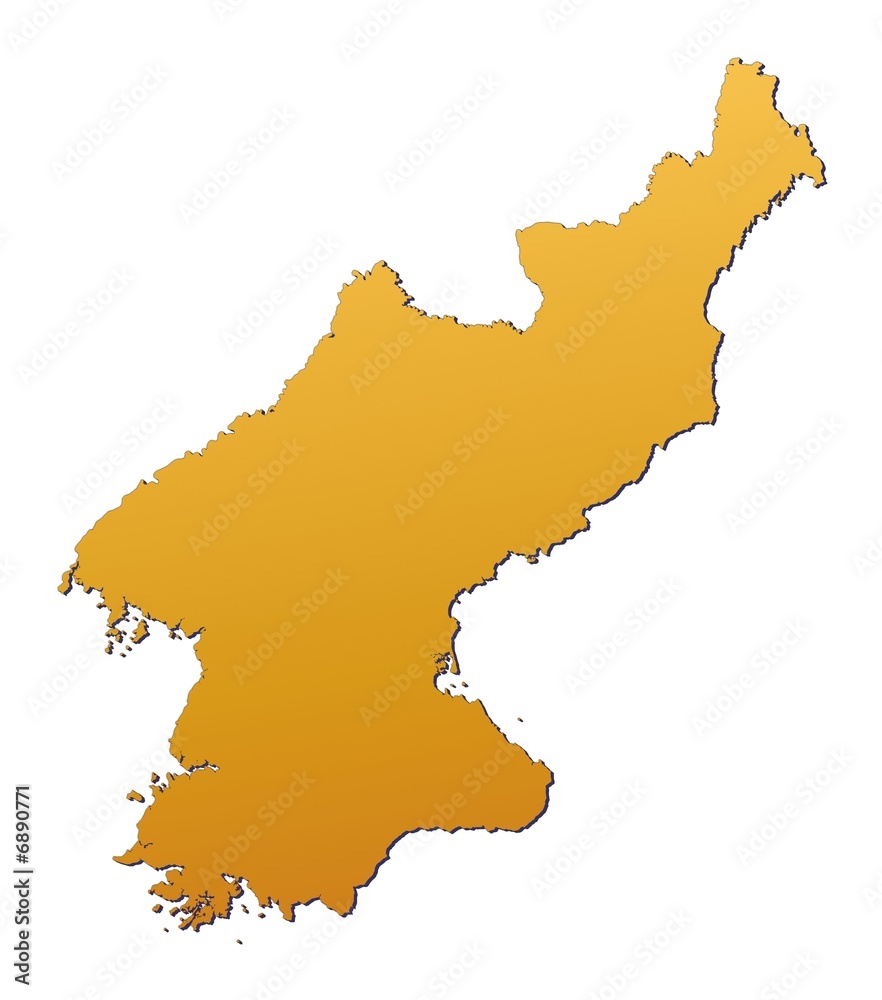 North Korea map filled with orange gradient