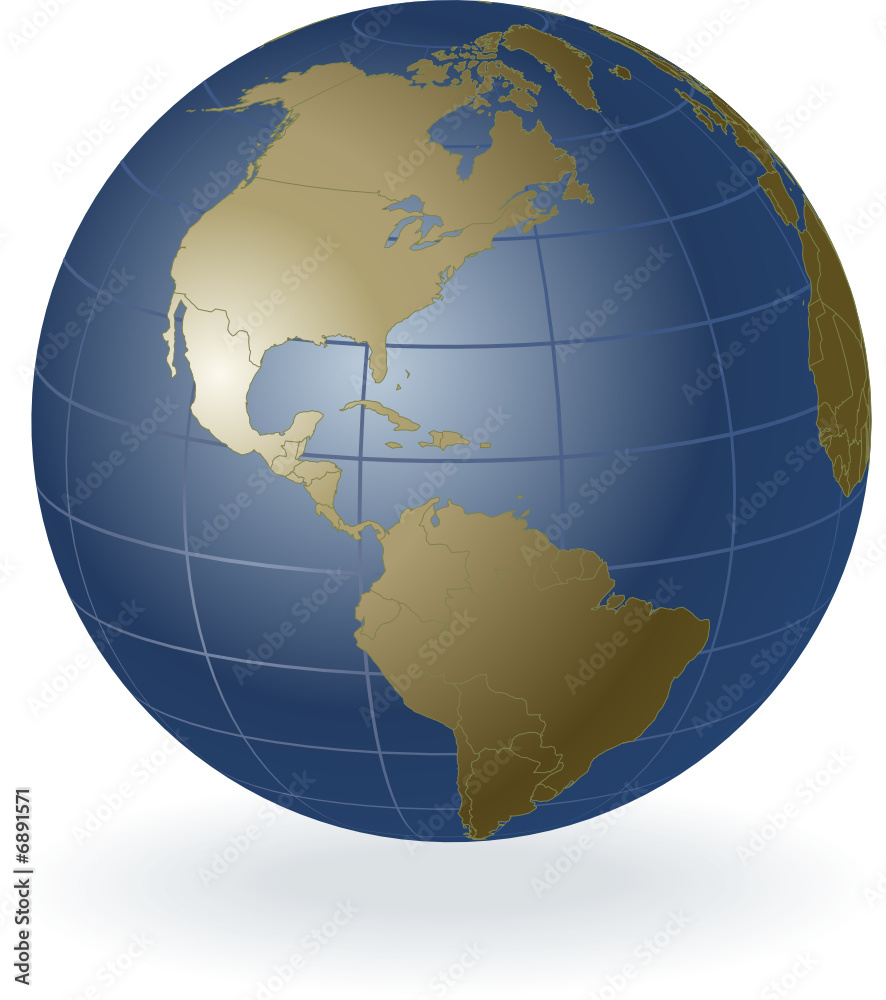 3D vector globe, america 