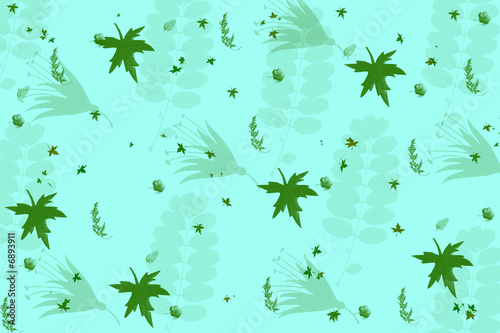Leafy Green Design With Teal Background