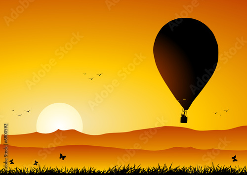 Hot air balloon at sunset