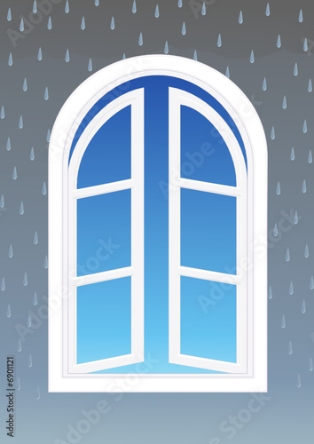 Mauvais temps et fenêtre sur un ciel bleu