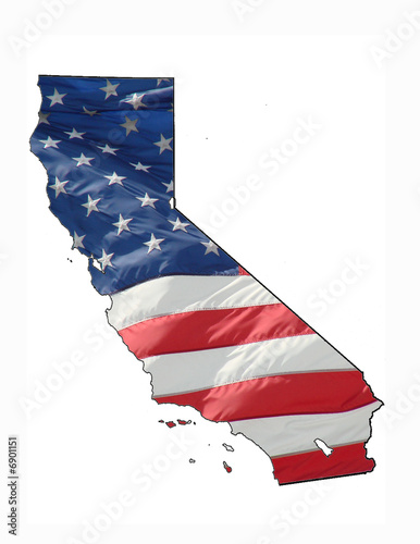 U.S. flag over California