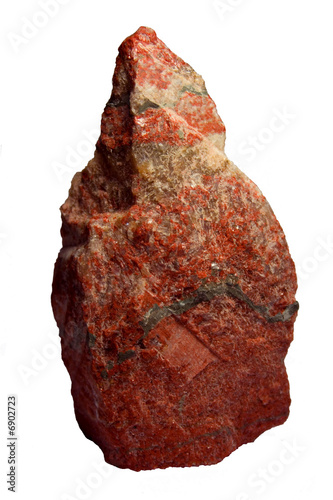 Stone piece of red ore of potash salt