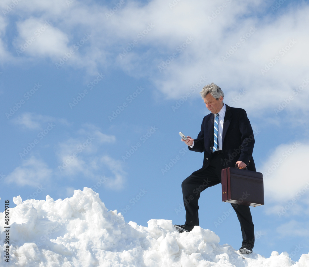 Businessman with a briefcase and telephone Businessman with a briefcase and telephone