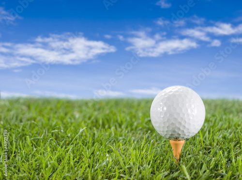 Golfball on the grass.