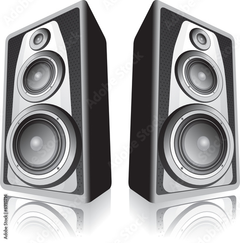Speakers on white background
