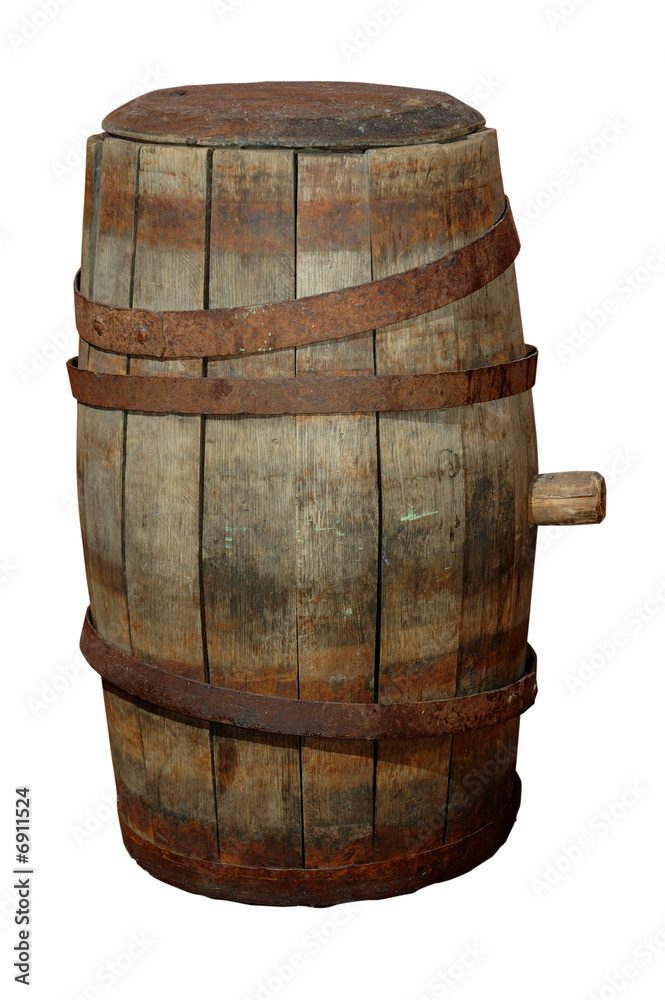 Obraz premium Old Barrel on the white background