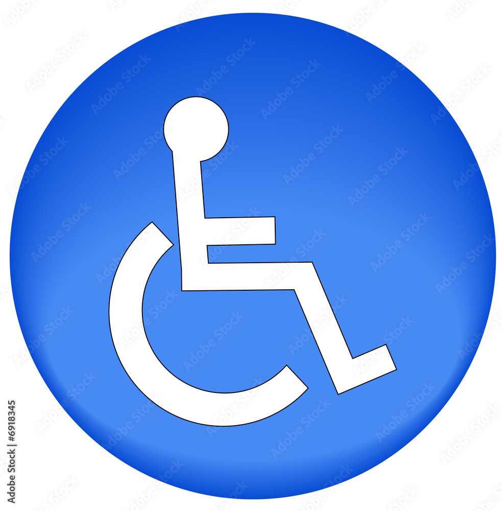 blue button or icon with handicap symbol of accessibility blue button or icon with handicap symbol of accessibility