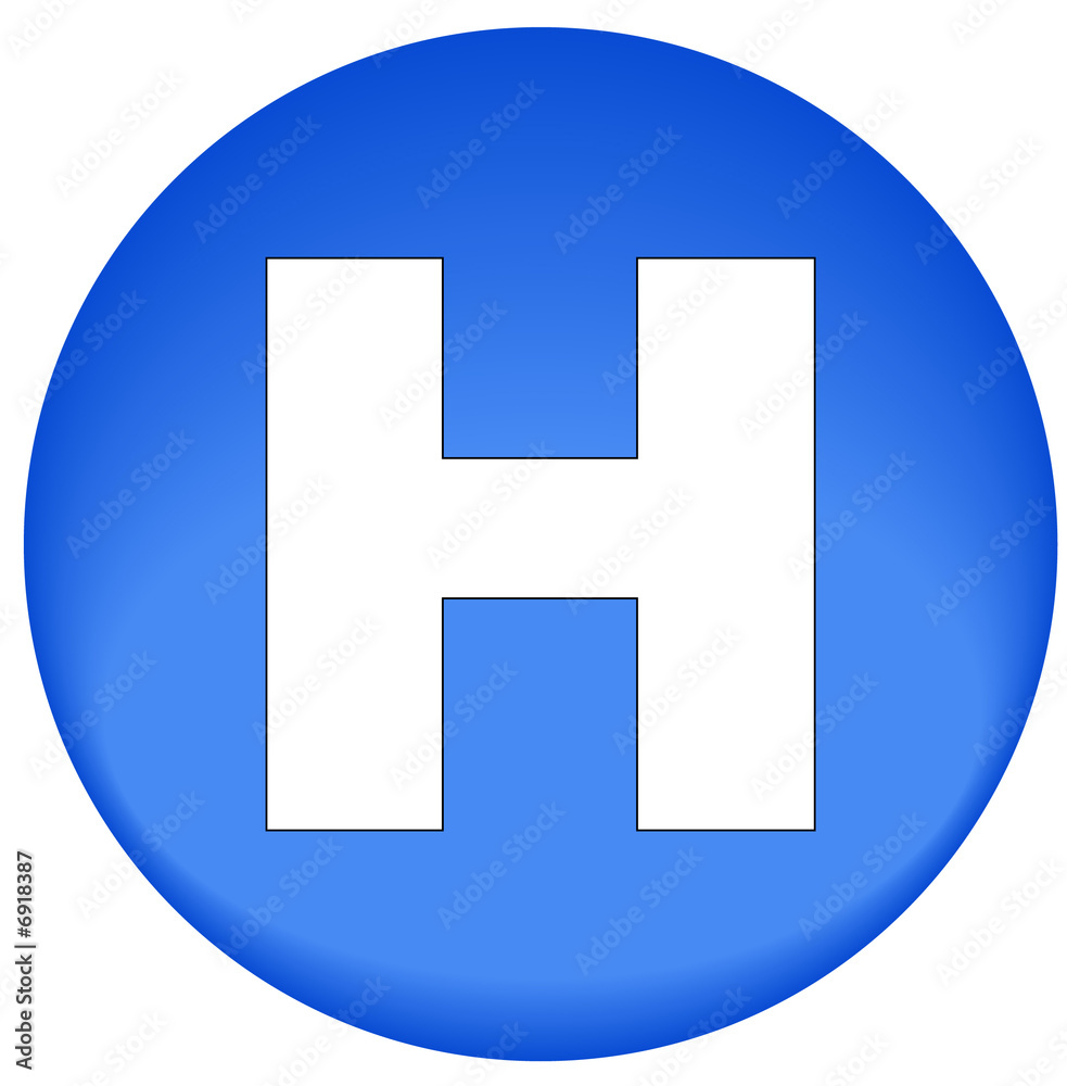 Fototapeta premium blue button or icon with hospital symbol vector