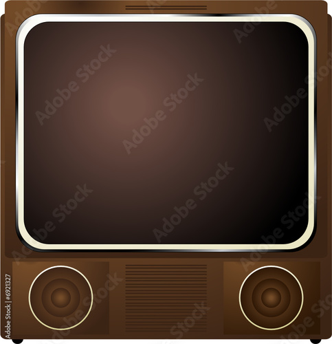 early television in a wooden box and retro styling