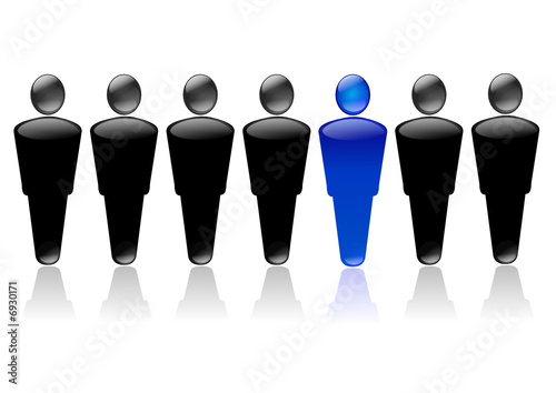 Groupe et individu bleu