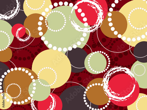 retro pop colorful brown red circles and dots (vector)