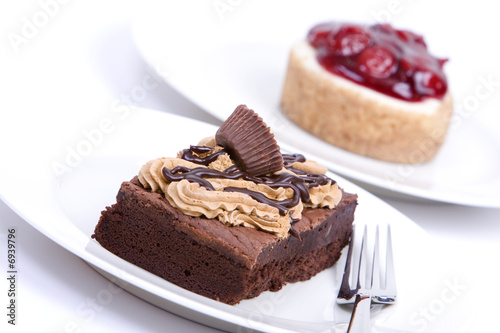 Chocolate fudge brownie and cheesecake