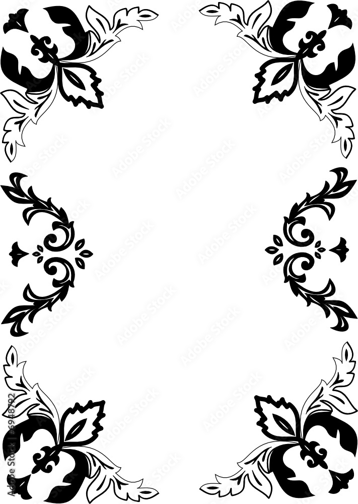 Abstract floral frame. Vector illustration