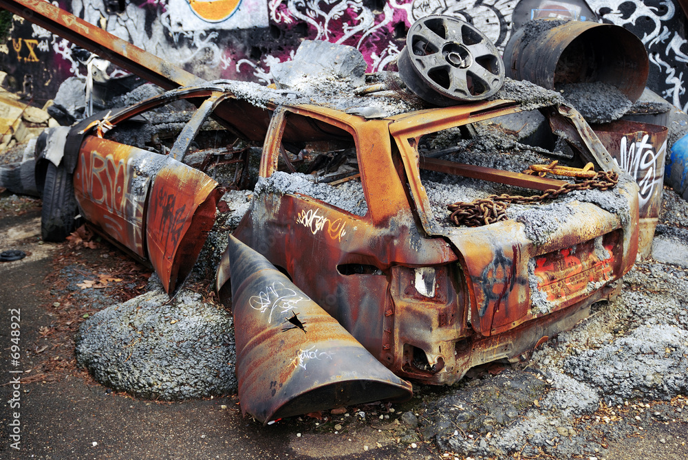 Deteriorated rusty car