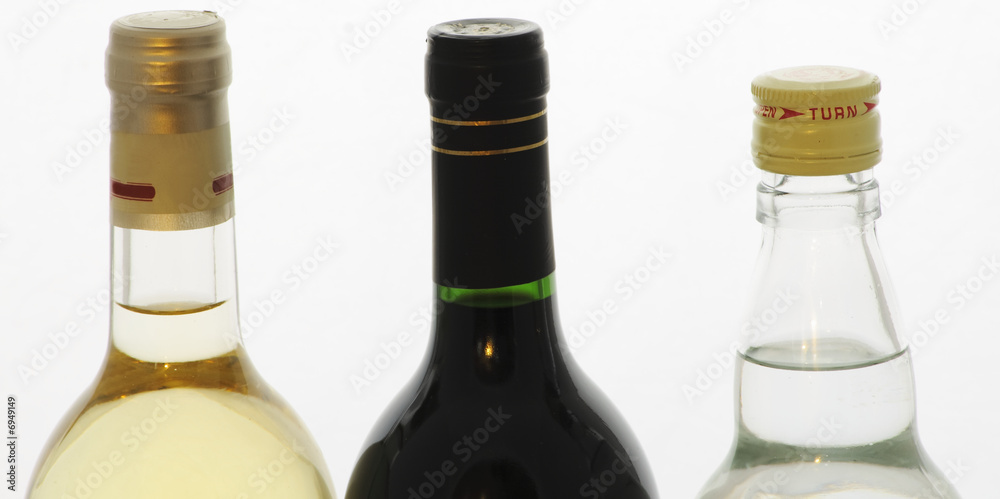 white and red wine and vodka