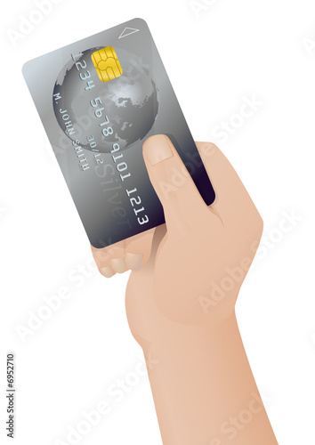 Carte bancaire à la main