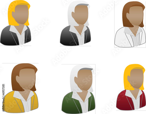 Business women hair colors icon vectors