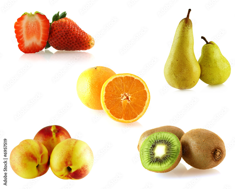 set of a few isolated on white fruites set of a few isolated on white fruites