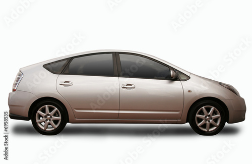 An environmentally freindly car, isolated on a white background © Beholder