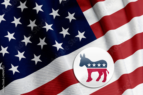 Democrat Logo on American Flag photo