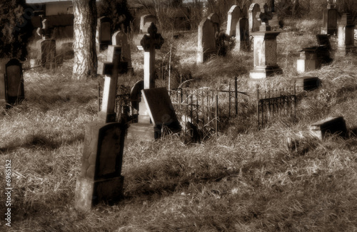 Old cementery in sepia