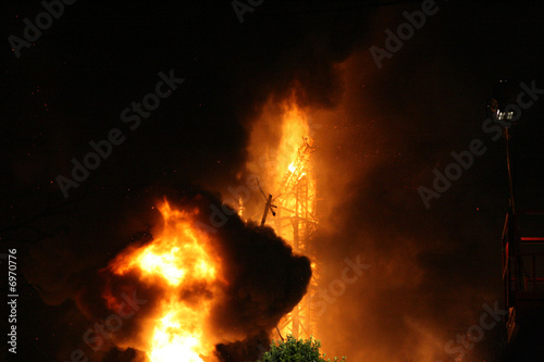 Burning Falla in Valencia. Fire.
