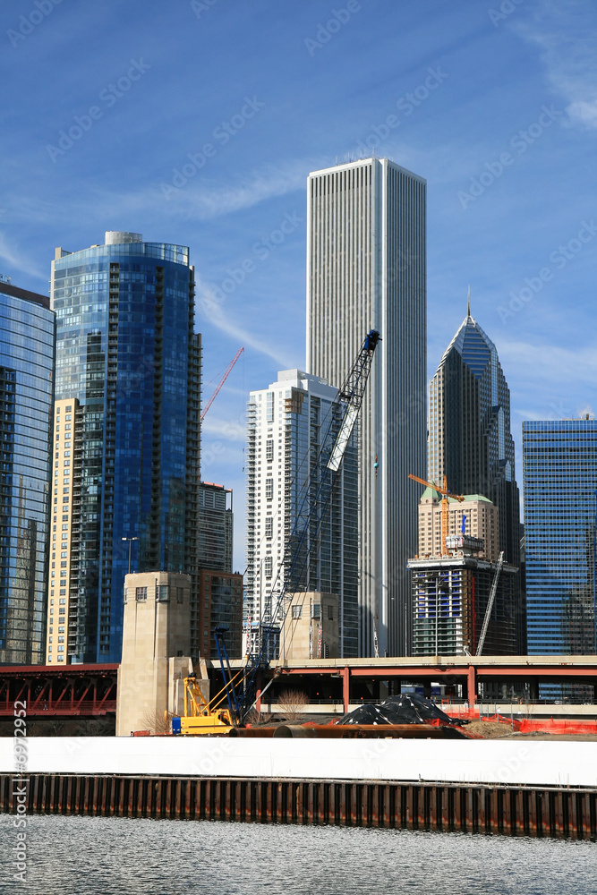 Naklejka premium The high-rise buildings in Chicago
