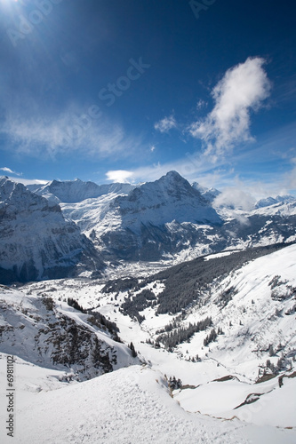 Beatiful view across valley in Alps