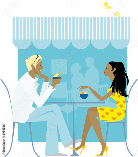 Couple at the cafe outdoors